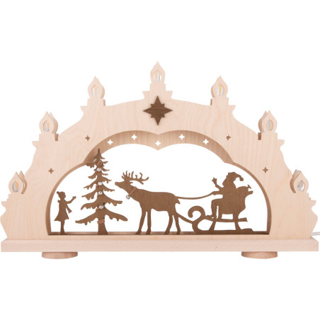 Schwibbogen "Weihnachtsmann auf Schlitten" - 52x33x6 cm