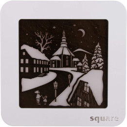 Standbild Square "Seiffen", weiß/braun - 29 cm