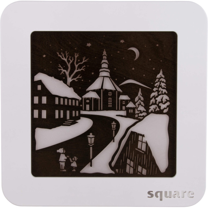 Standing Picture Square "Seiffen" - white-brown - 29 cm / 11.4 inch