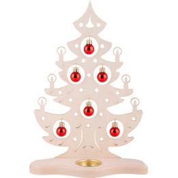 Teelichthalter Weihnachtsbaum mit roten Kugeln - 30,5 cm