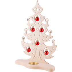 Teelichthalter Weihnachtsbaum mit roten Kugeln - 30,5 cm