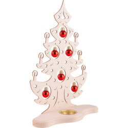 Teelichthalter Weihnachtsbaum mit roten Kugeln - 30,5 cm