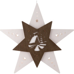 Window Picture Star "Forest Hut" White/Brown - 30,5x29x6 cm / 12x11.4x2.4 inch