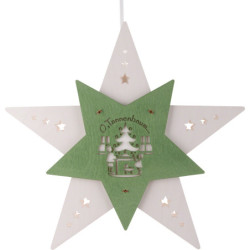 Window Picture Star "Oh Christmas Tree" White/Green - 30,5x29x6 cm / 12x11.4x2.4 inch