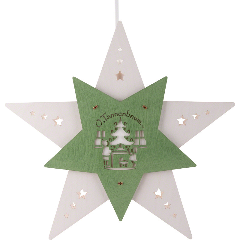 Window Picture Star "Oh Christmas Tree" White/Green - 30,5x29x6 cm / 12x11.4x2.4 inch