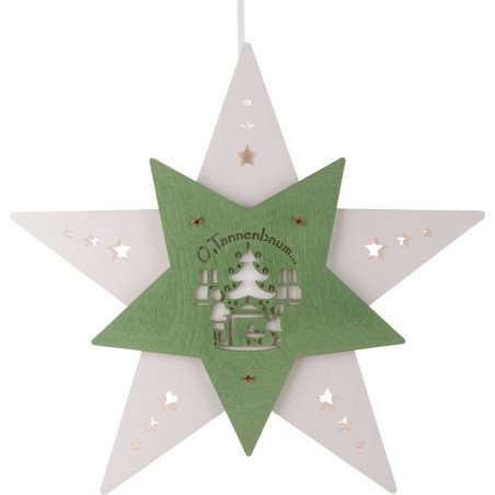 Window Picture Star "Oh Christmas Tree" White/Green - 30,5x29x6 cm / 12x11.4x2.4 inch