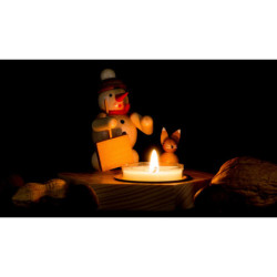 Candle Holder - Snowman with Snow Shovel - 8,5 cm / 3.3 inch