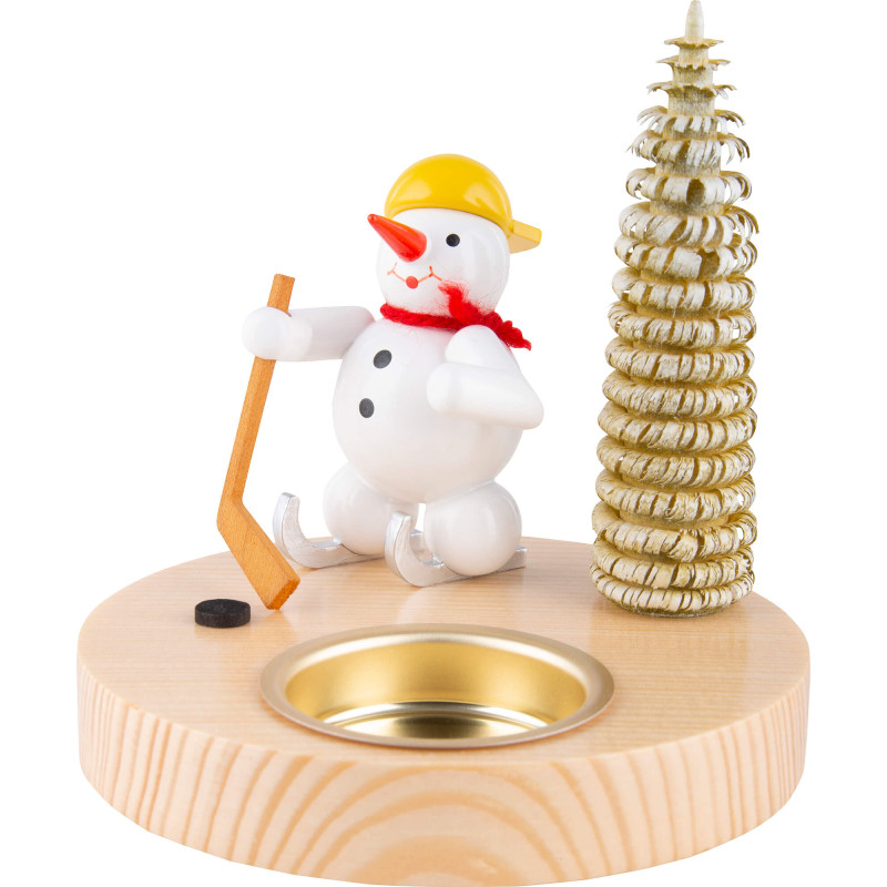 Kerzenhalter Schneemann Eishockeyspieler - 10 cm