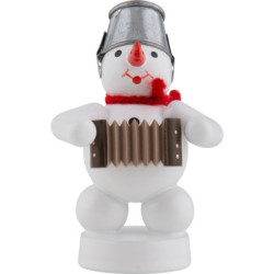 Schneemann-Musikant mit Akkordeon - 8 cm