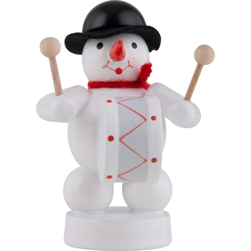 Schneemann Musikant mit Pauke - 8 cm
