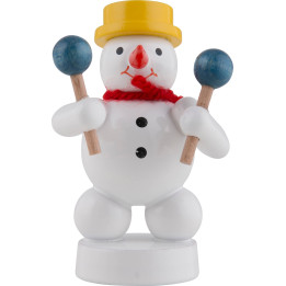Schneemann Musikant mit Rasseln - 8 cm