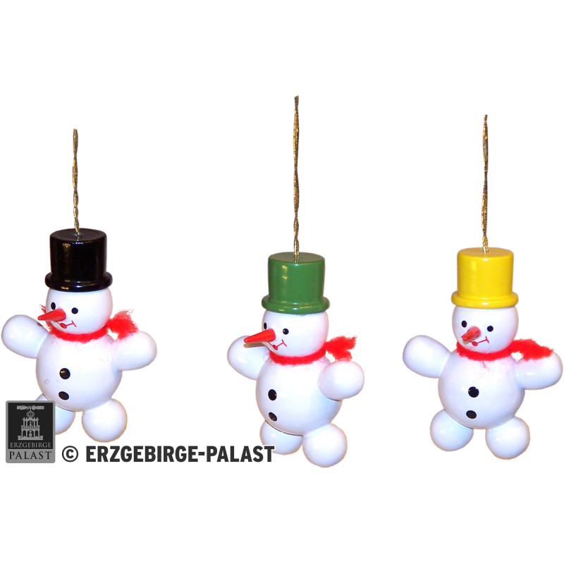 Christbaumschmuck Schneemann, 3 Stück - 5 cm