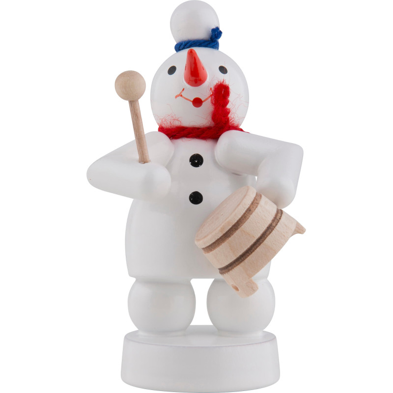 Schneemann Musikant mit Topf - 8 cm