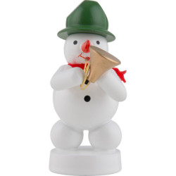 Snowman Musician with Bugle - 8 cm / 3 inch