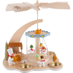 1-stöckige Pyramide Schneemänner und Karusell - 28 cm