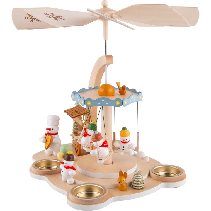 1-Tier Pyramid Snowman Carousel - 28 cm / 11 inch