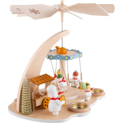 1-Tier Pyramid Snowman Carousel - 28 cm / 11 inch