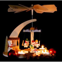 1-Tier Pyramid Snowman Carousel - 28 cm / 11 inch