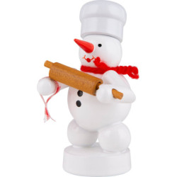Schneemann Bäcker mit Teigrolle - 8 cm