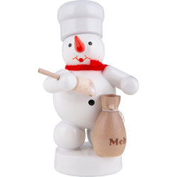 Schneemann Bäcker mit Mehlsack und Schaufel - 8 cm