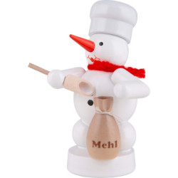 Schneemann Bäcker mit Mehlsack und Schaufel - 8 cm