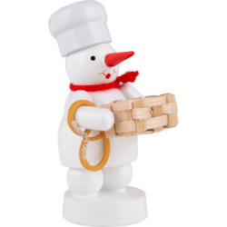 Snowman Baker with Basket and Pretzel - 8 cm / 3.1 inch