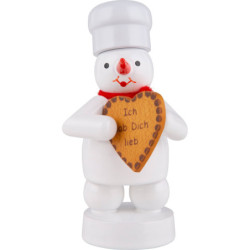 Snowman Baker with Gingerbread Heart - 8 cm / 3.1 inch