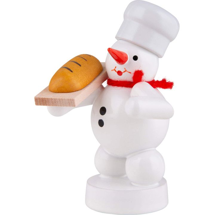 Schneemann Bäcker mit Brot - 8 cm
