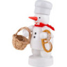 Schneemann Bäcker mit Brötchenkorb und Brezel - 8 cm