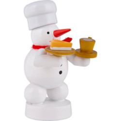 Schneemann Bäcker mit Kaffee und Kuchen - 8 cm