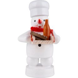 Schneemann Bäcker mit Bauchladen - 8 cm