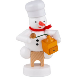Schneemann Bäcker mit Kaffeemühle - 8 cm