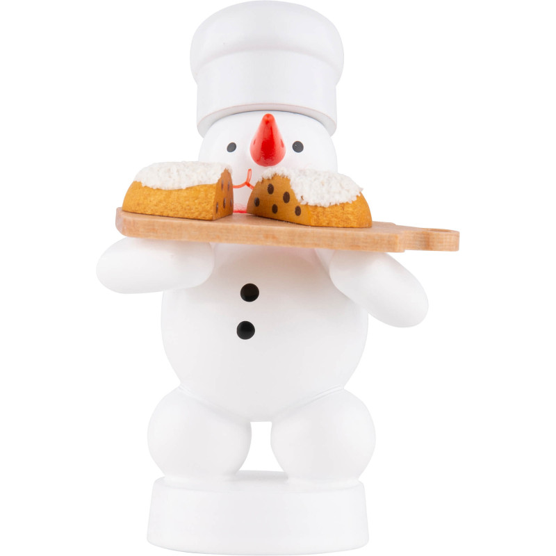 Snowman Baker with Christmas Stollen - 8 cm / 3.1 inch