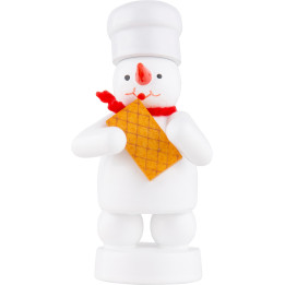 Schneemann Bäcker mit Waffel - 8 cm