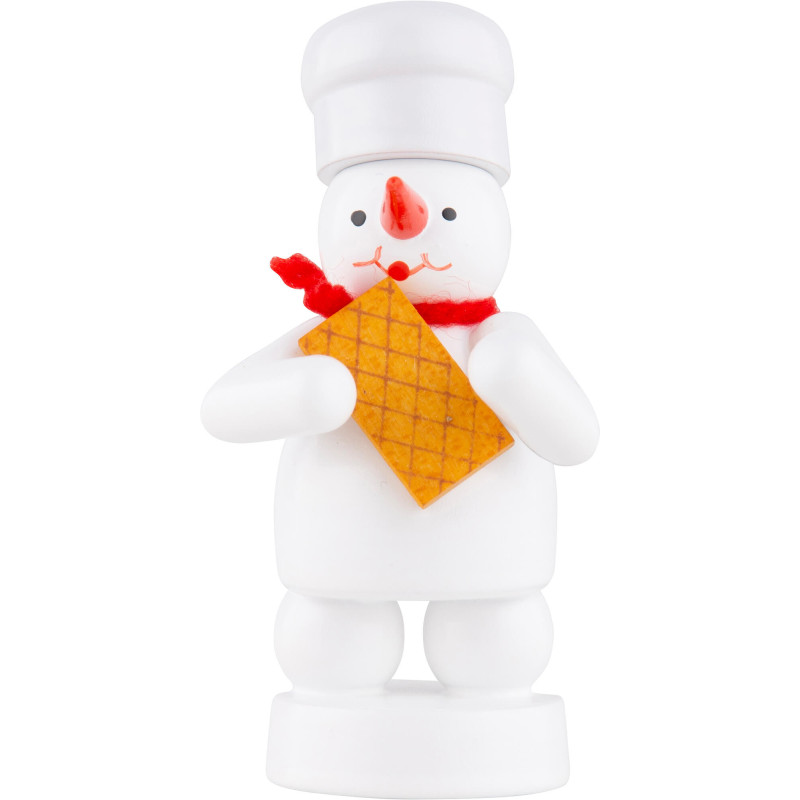Schneemann Bäcker mit Waffel - 8 cm