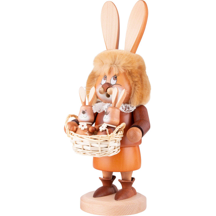 Smoker - Gnome Hare with Babies - 34,5 cm / 13.6 inch