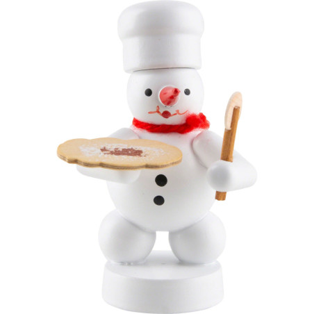 Schneemann Bäcker mit Pizza - 8 cm