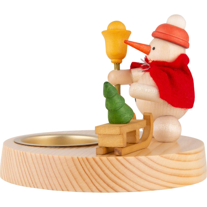 Tea Light Holder - Snowman Santa Claus with Sledge - 8 cm / 3.1 inch