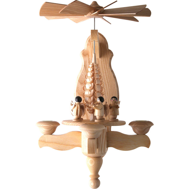 1-stöckige Wandpyramide Engel und Spanbaum - 40x22 cm