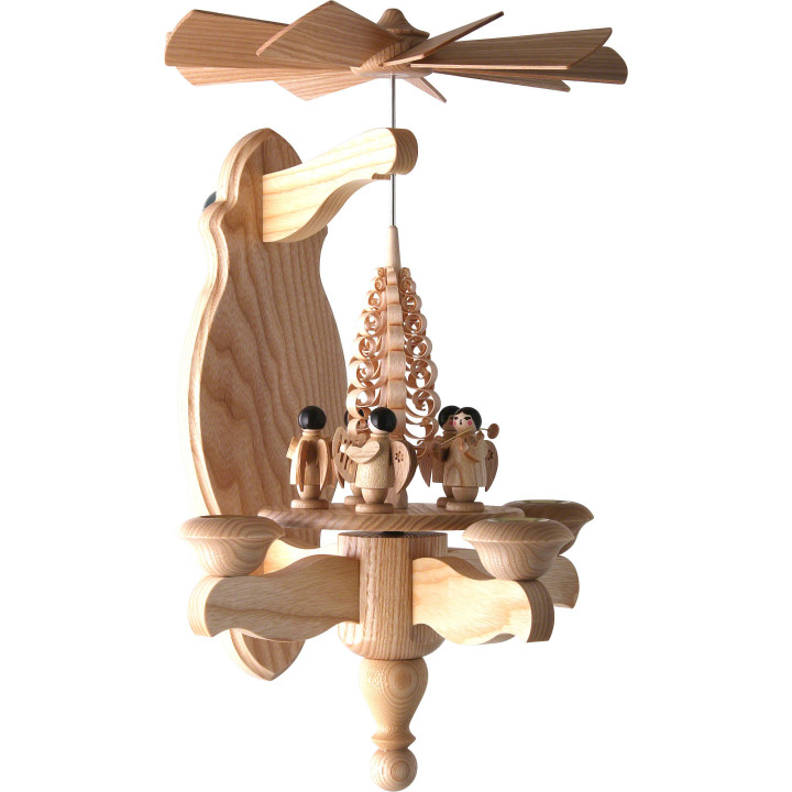 1-stöckige Wandpyramide Engel und Spanbaum - 40x22 cm