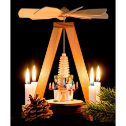 1-Tier Pyramid with Miner and Angel - 23 cm / 9.1 inch