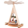 2-Tier Pyramid with Santa Claus and Seiffener Village Painted - 35 cm / 13.8 inch