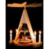 2-Tier Pyramid with Santa Claus and Seiffener Village Painted - 35 cm / 13.8 inch