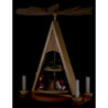 2-Tier Pyramid with Santa Claus and Seiffener Village Painted - 35 cm / 13.8 inch