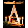 2-stöckige Pyramide mit Weihnachtsmann und Seiffener Dorf bunt - 35 cm