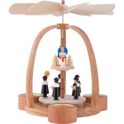 2-Tier Pyramid with Carolers, Miner and Angel Painted - 24 cm / 9.4 inch
