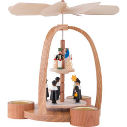 2-Tier Pyramid with Carolers, Miner and Angel Painted - 24 cm / 9.4 inch
