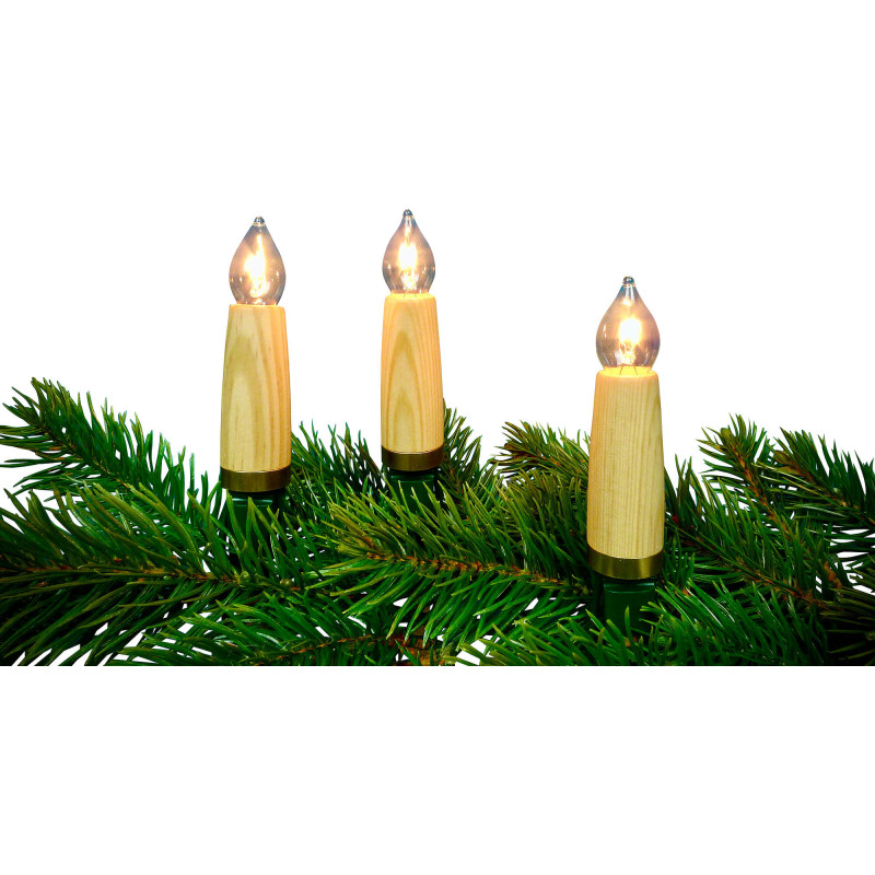 NARVA Exclusive Lichterkette mit 30 Holzschaftkerzen aus Kiefernholz