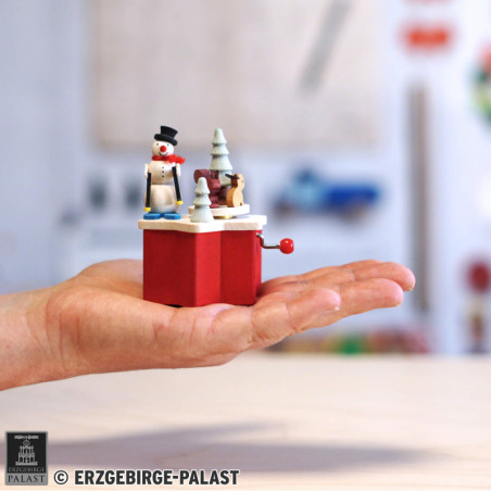 Music Box with Crank Snow Man - 7 cm / 2.8 inch