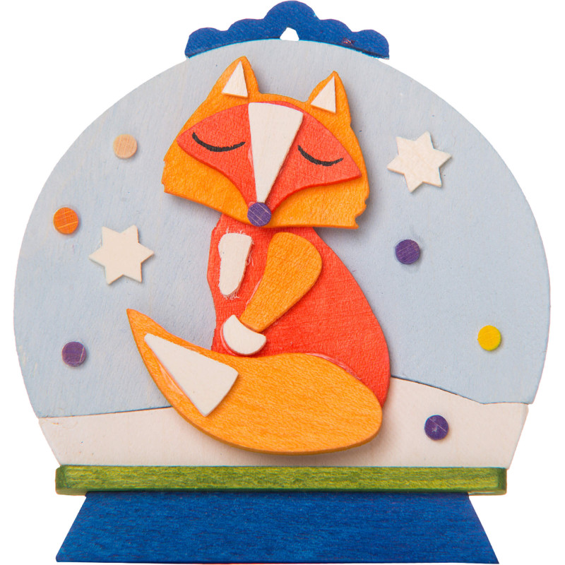 Christbaumschmuck Schneekugel mit Fuchs - 7,6 cm